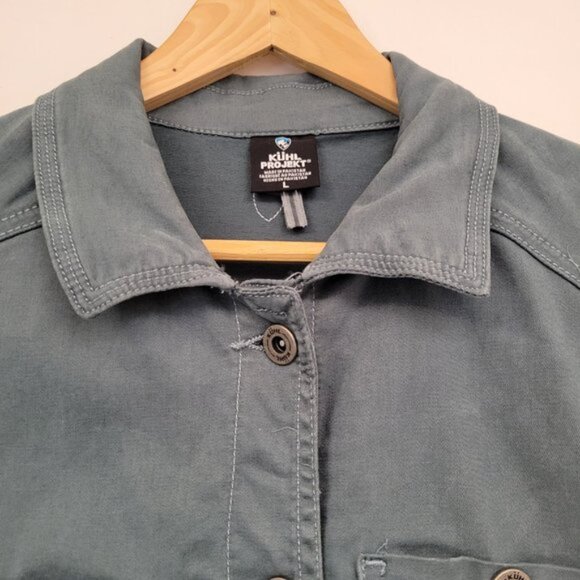 Kuhl Kultivatr Women's Twill Button Up Jacket Large Stretch Eucalyptus Blue - Picture 6 of 13